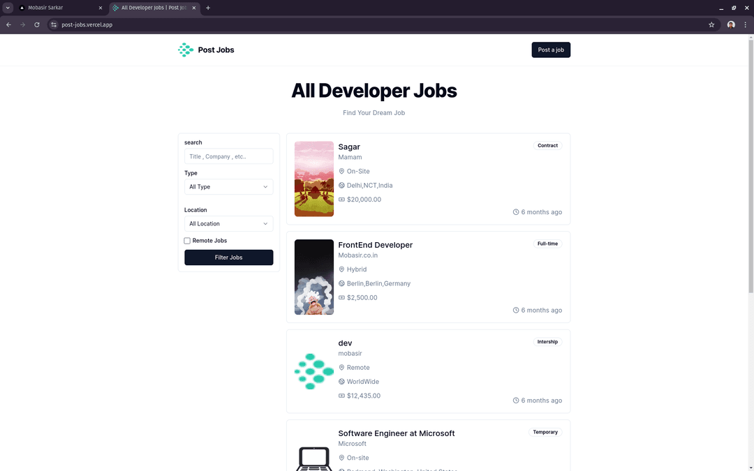 Post Jobs | A Website for Developer